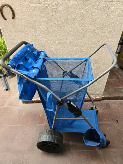 Carro de compras plegable azul con ruedas grandes - miniatura 1