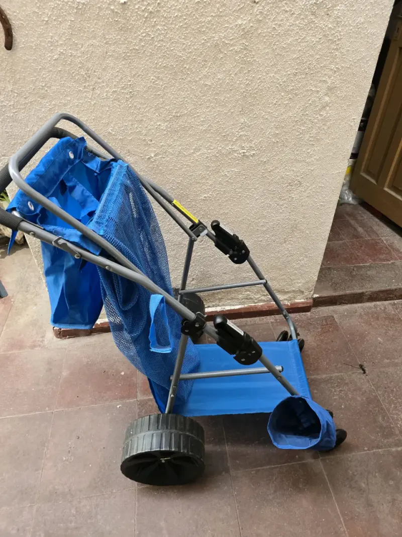 Carro de compras plegable azul con ruedas grandes - 3