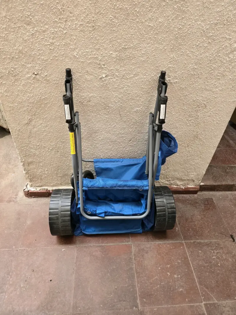 Carro de compras plegable azul con ruedas grandes - 4