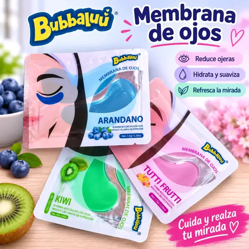 Parches de ojos Bubbaluu con arándano, kiwi y tutti frutti