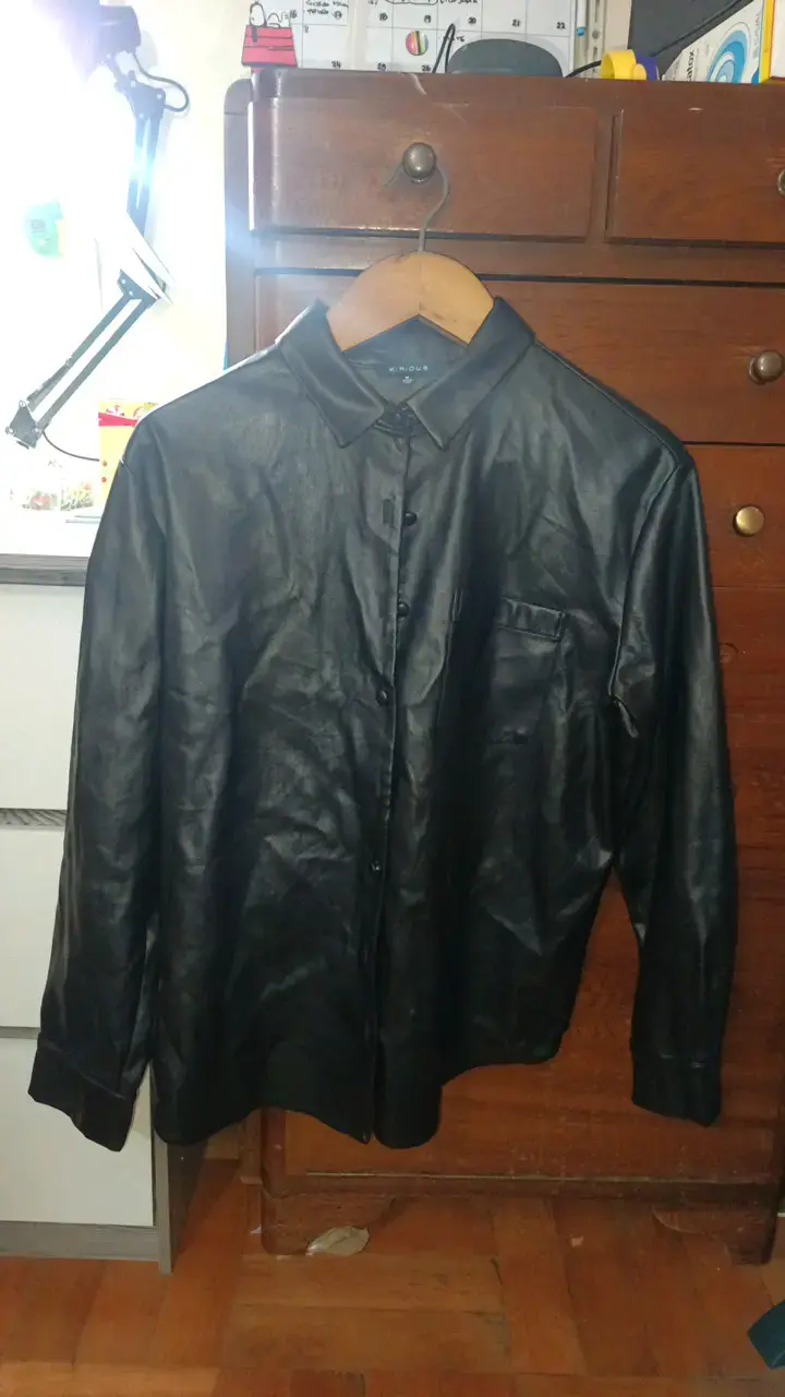 Camisa de cuero negra para hombre - 1