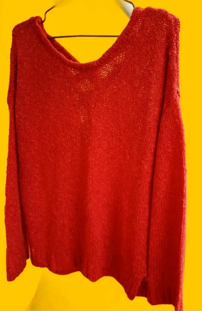 Suéter rojo de punto para mujer - 1