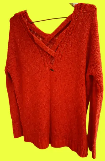 Suéter rojo de punto para mujer - miniatura 2