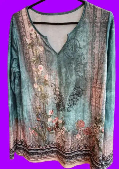 Blusa estampada floral de manga larga - miniatura 1
