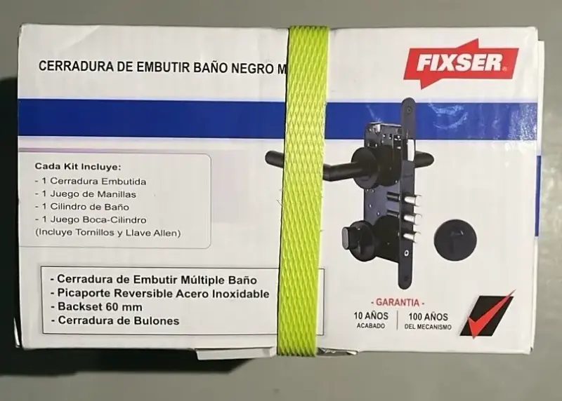 Cerradura de Embutir Baño Negro Mate Fixser - 1