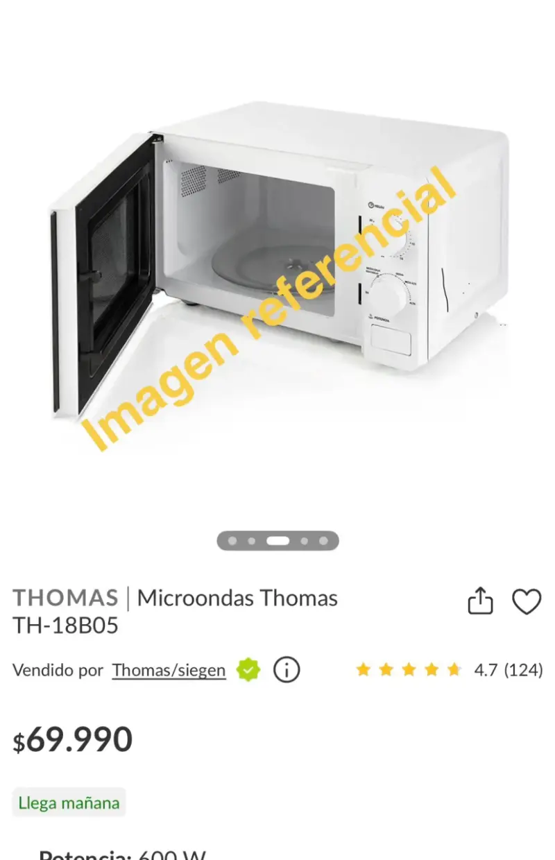 Microondas Thomas 700W blanco con temporizador - 6