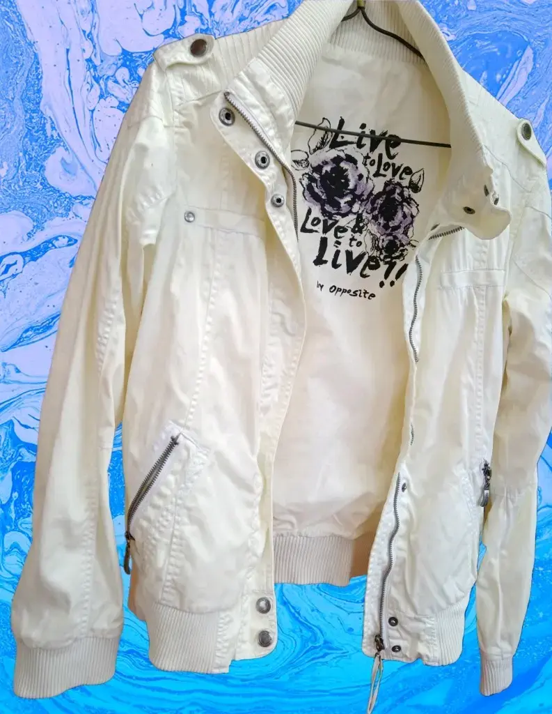 Chaqueta blanca de algodón con diseño gráfico - 1