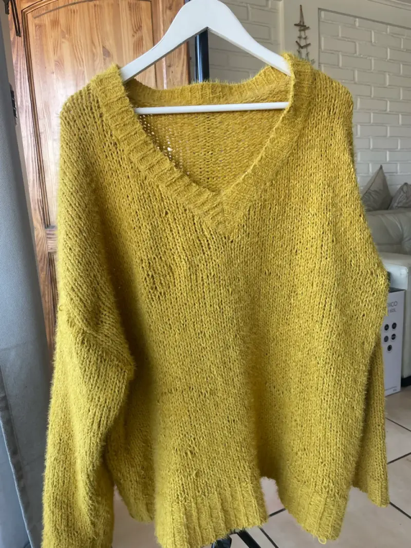 Suéter de lana amarillo mostaza para mujer - 2