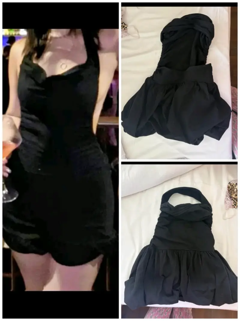 Vestido negro corto con diseño elegante