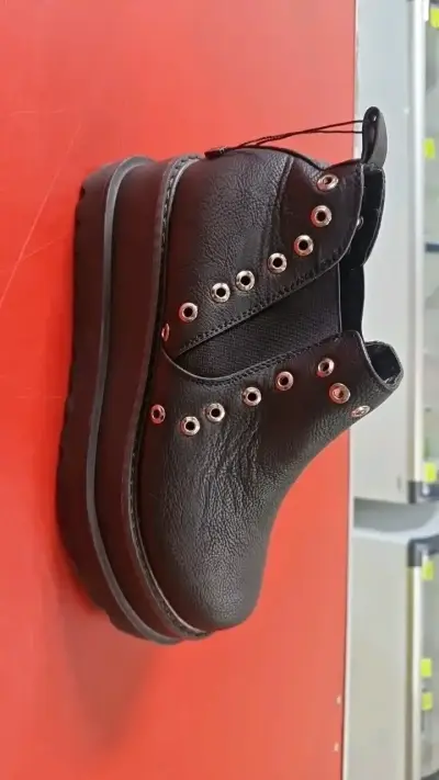 Botines de cuero negro con plataforma - miniatura 1