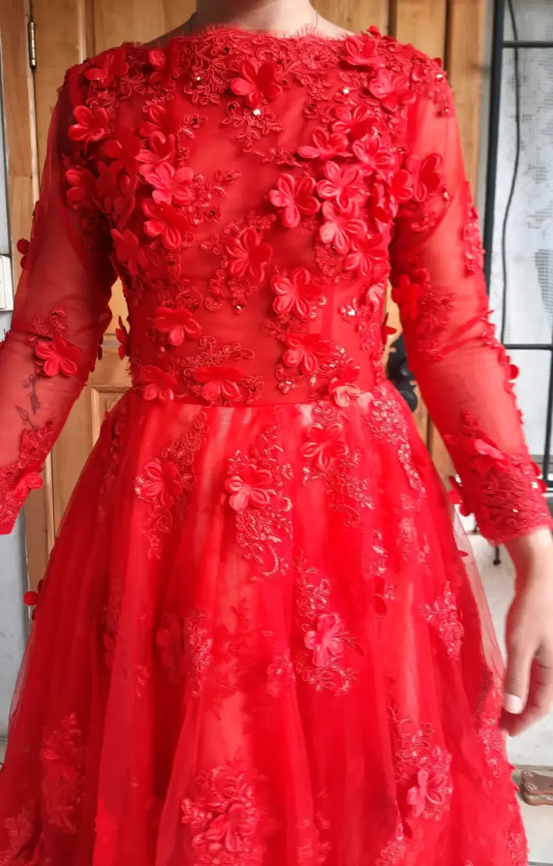 Vestido de fiesta rojo de encaje Zuhair Murad - 2
