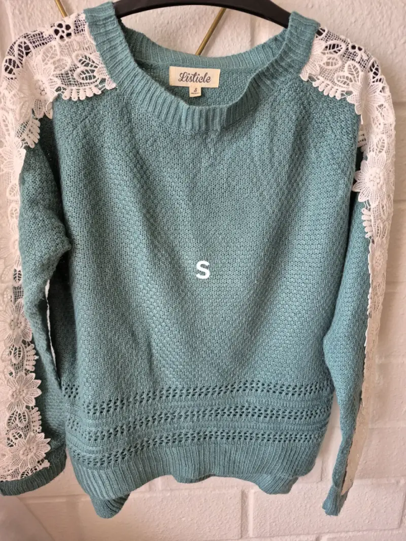 Suéter verde con encaje Listicle talla S