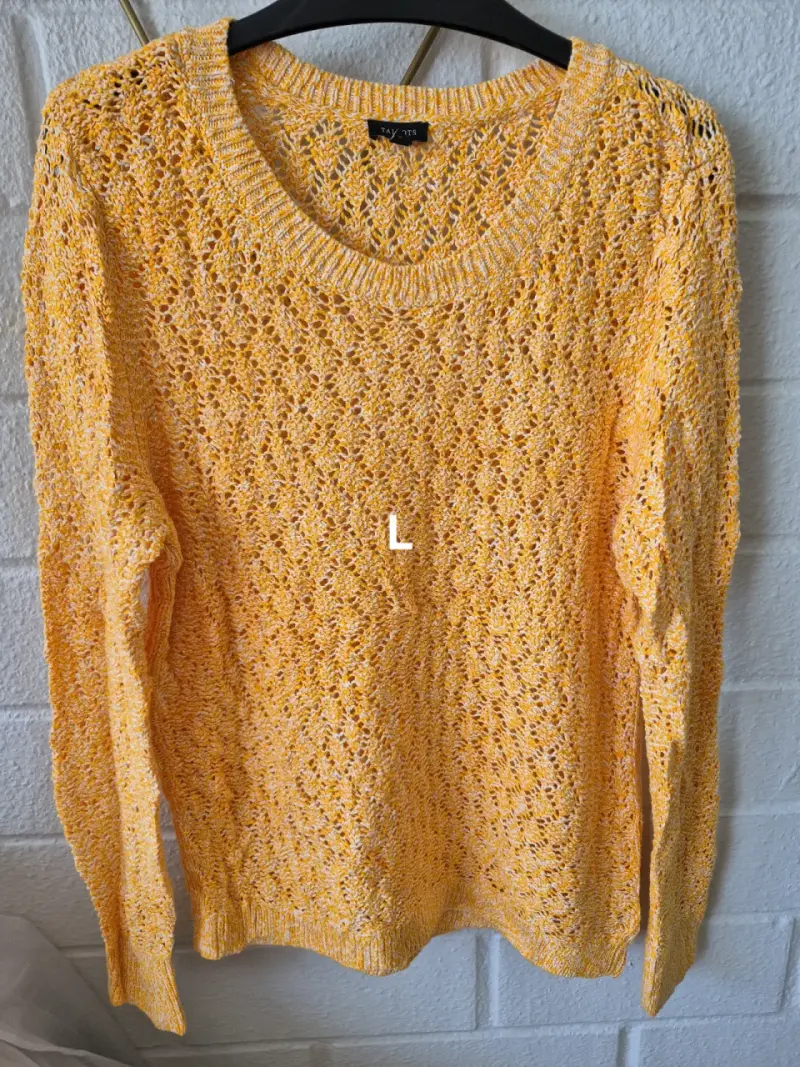 Suéter tejido amarillo para mujer talla L