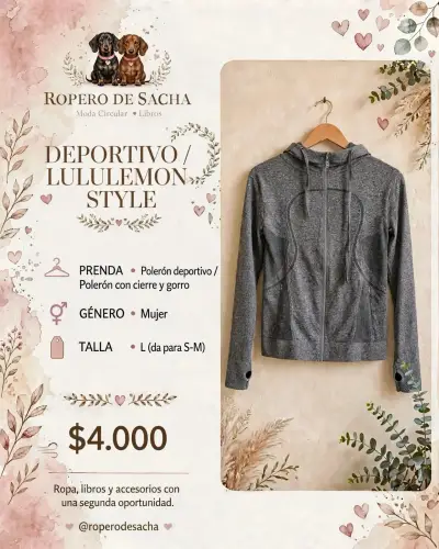 Polerón Deportivo Mujer Estilo Lululemon Gris - miniatura 1
