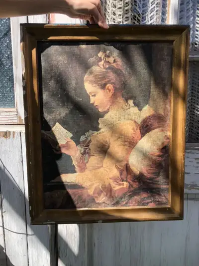 Cuadro vintage "Muchacha leyendo" de Fragonard - miniatura 1