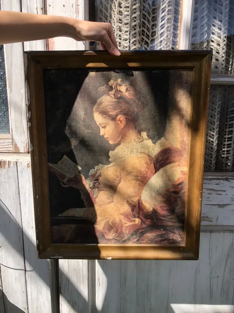 Cuadro vintage "Muchacha leyendo" de Fragonard - 2