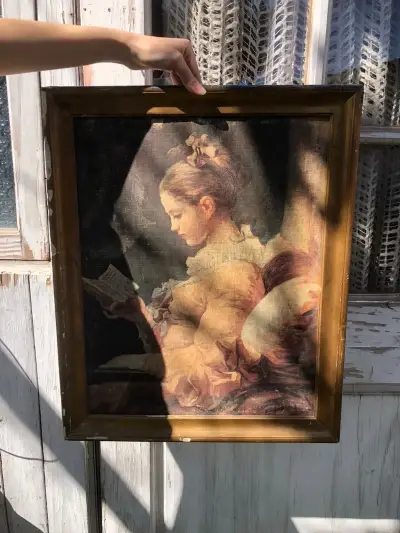 Cuadro vintage "Muchacha leyendo" de Fragonard - miniatura 2