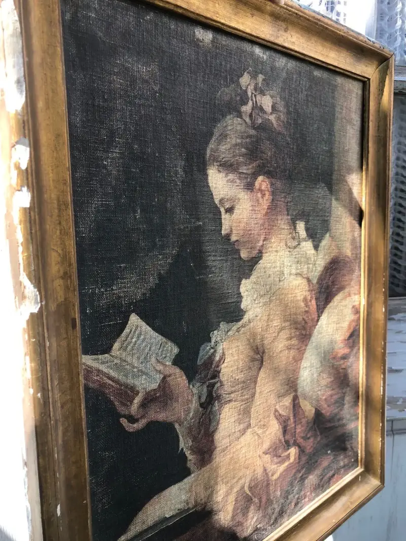 Cuadro vintage "Muchacha leyendo" de Fragonard - 3