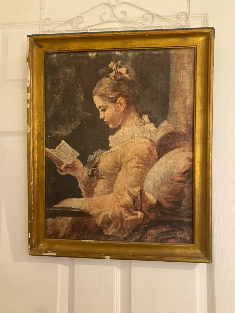 Cuadro vintage "Muchacha leyendo" de Fragonard - 5