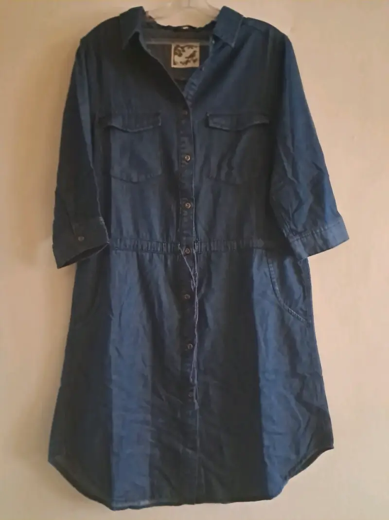 Vestido camisero de mezclilla azul - 1