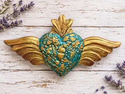 Corazón Alado Decorativo de  yeso - miniatura 1