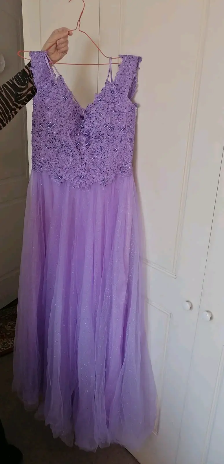 Vestido largo de fiesta lila con encaje - 3