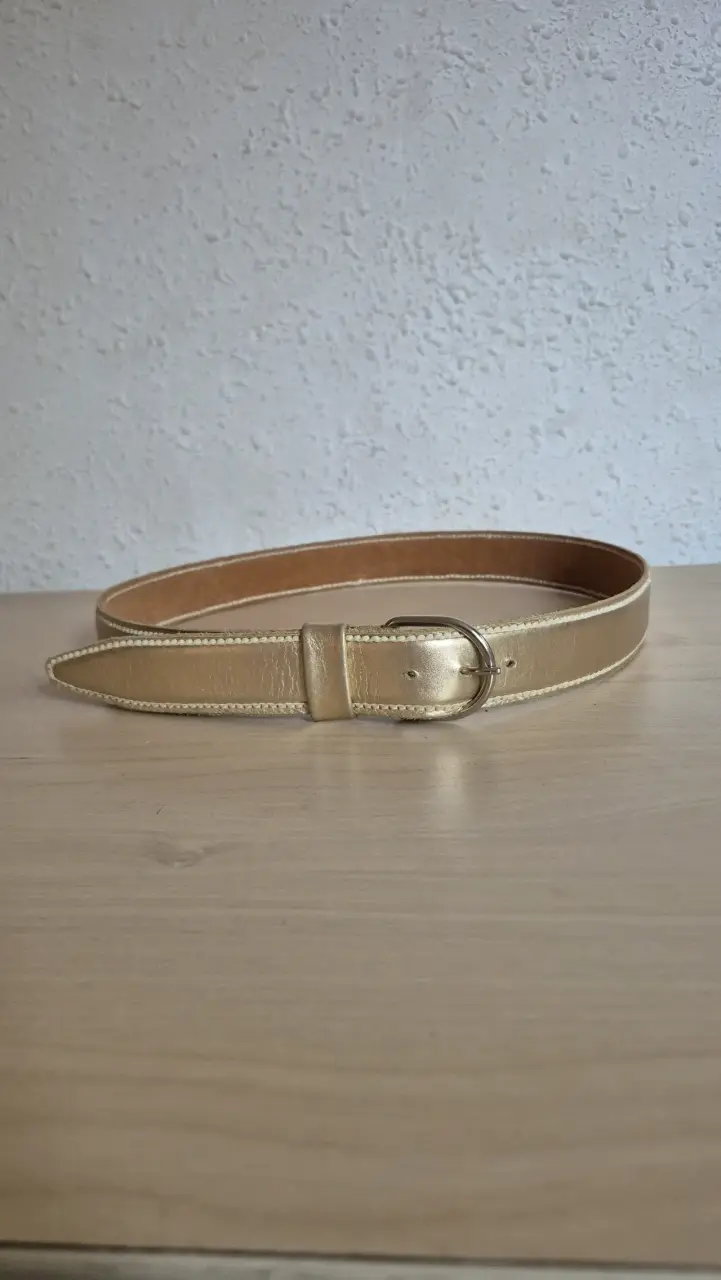 Cunturónes de cuero dorado mujer - 1