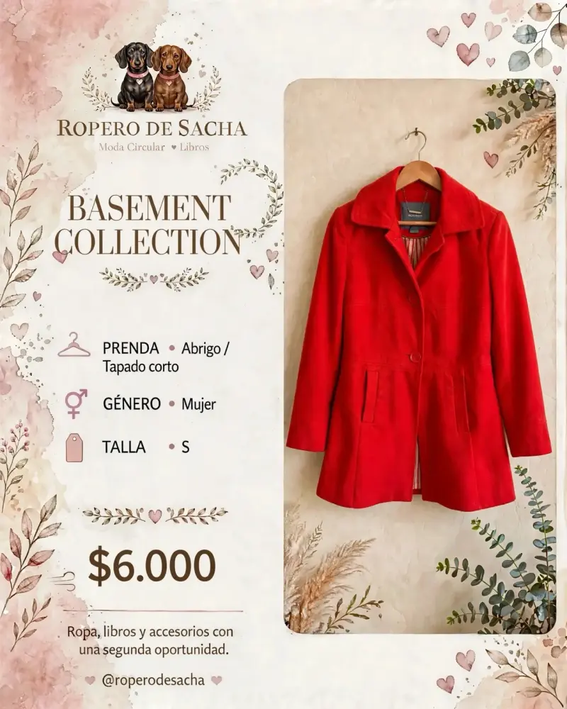 Abrigo rojo corto para mujer talla S - 1