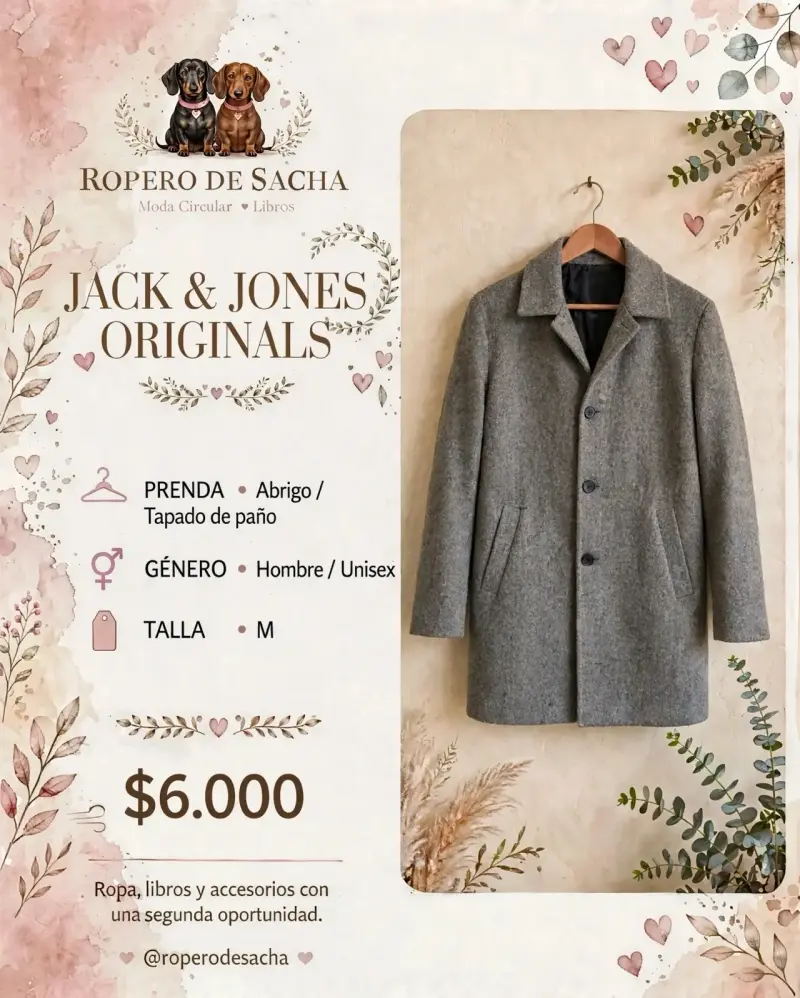 Abrigo Jack & Jones Originals gris para hombre - 1