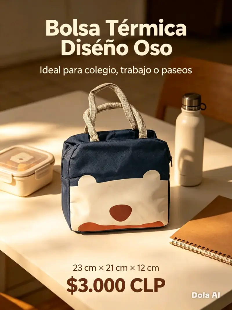Bolsa térmica diseño oso para colegio