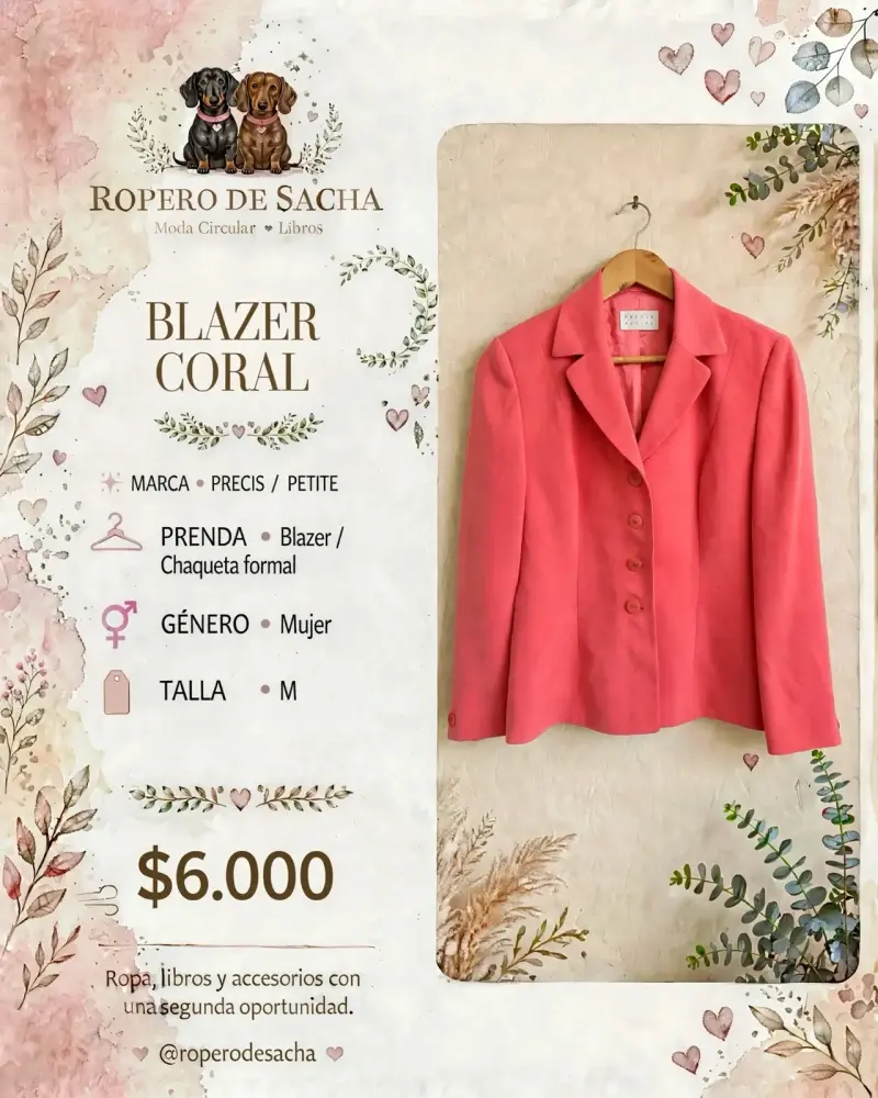 Blazer coral para mujer talla M - 1