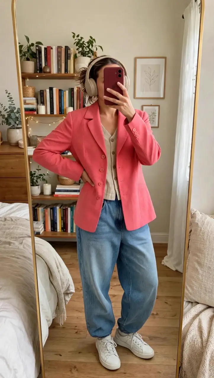 Blazer coral para mujer talla M - 2