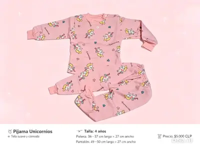 Pijama de unicornios para niña, talla 4 años - miniatura 2