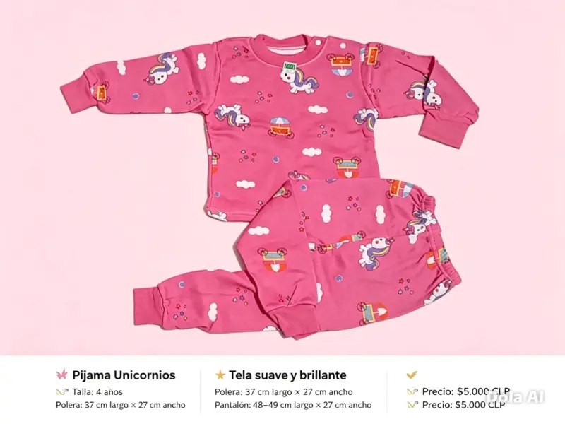 Pijama de unicornios para niña, talla 4 años - 2