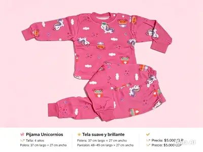 Pijama de unicornios para niña, talla 4 años - miniatura 2
