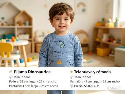 Pijama de dinosaurios para niños, talla 2 años - miniatura 1