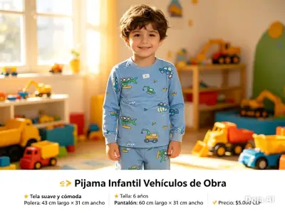 Pijama infantil con diseño de vehículos de obra - miniatura 1