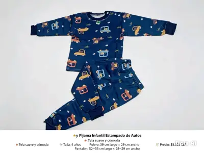 Pijama Infantil Estampado de Autos Azul - miniatura 2