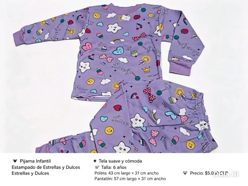 Pijama infantil estampado de estrellas y dulces - 2
