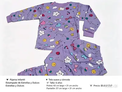 Pijama infantil estampado de estrellas y dulces - miniatura 2