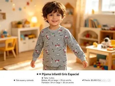 Pijama infantil gris con diseño espacial - miniatura 1