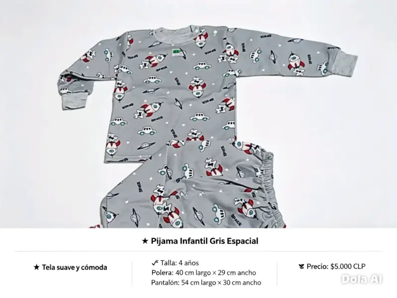 Pijama infantil gris con diseño espacial - 2