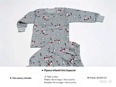 Pijama infantil gris con diseño espacial - miniatura 2