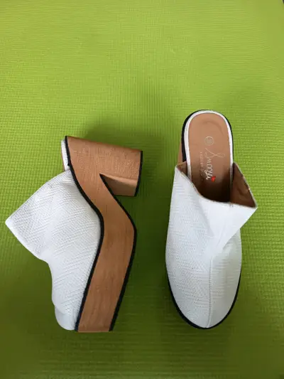 Zuecos de Tacón Alto Blancos para Mujer - miniatura 2