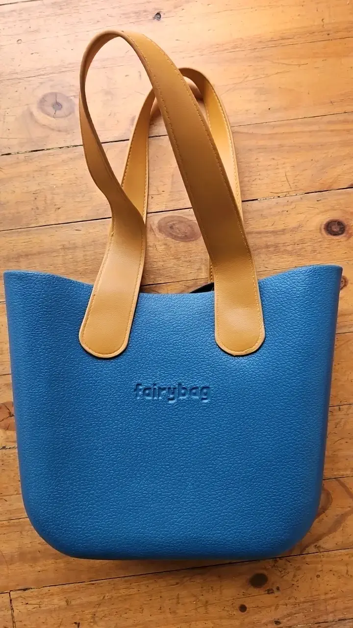 Bolso azul Fairybag con asas marrones - 1