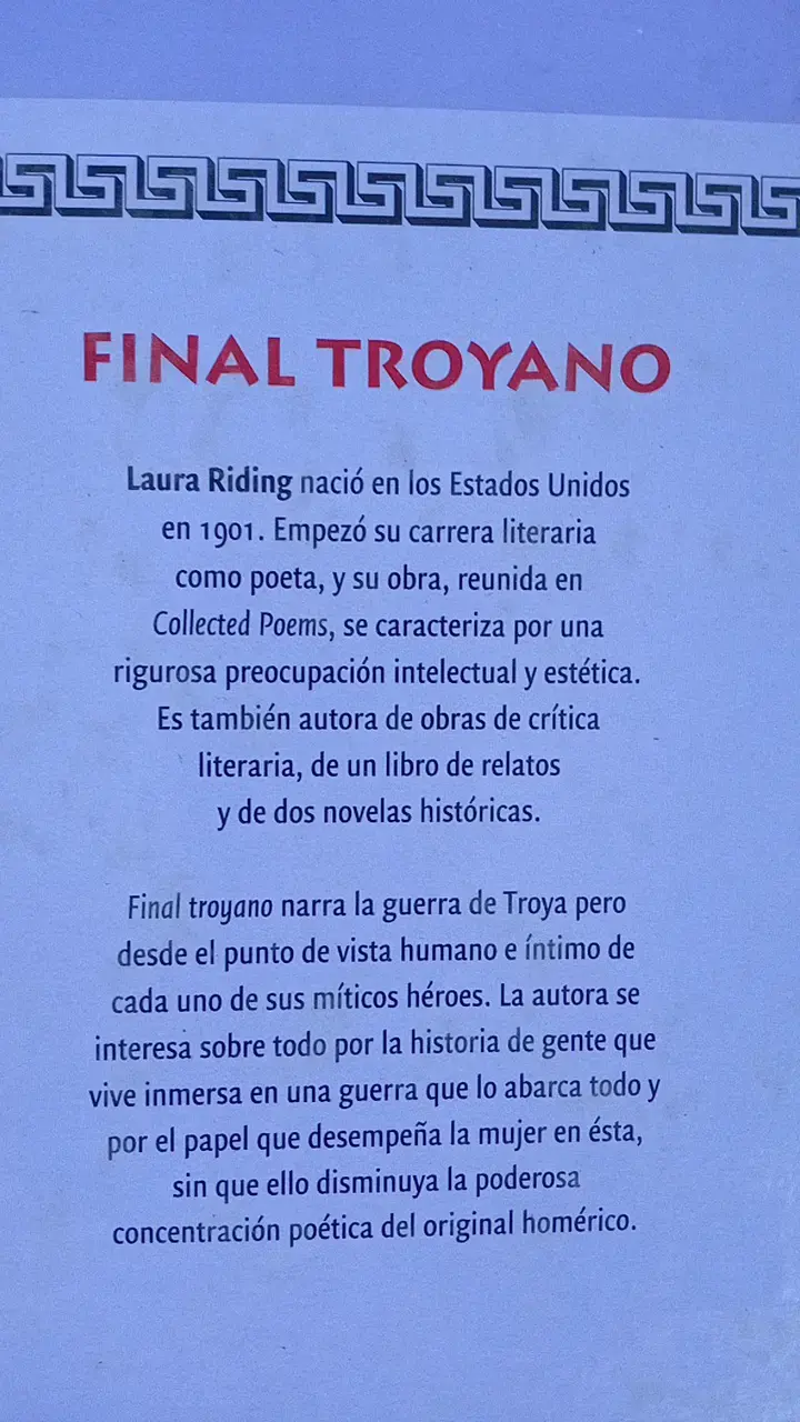 Libro Final Troyano de Laura Riding - 2