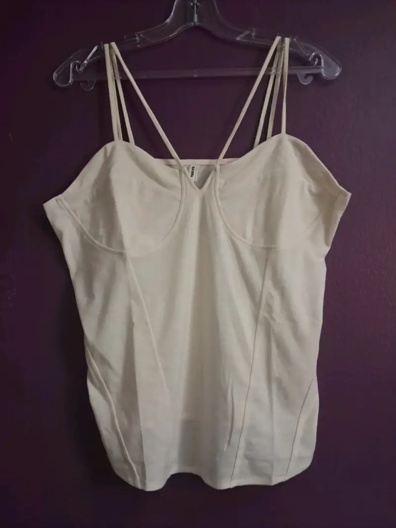 Top de tirantes beige para mujer talla L - 1