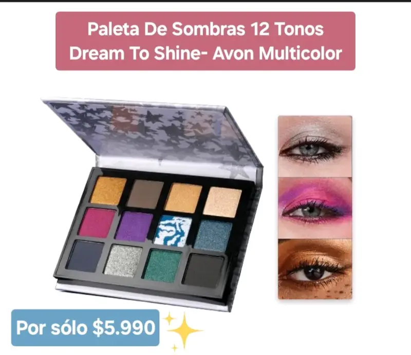 Paleta de Sombras Avon Dream To Shine 12 Tonos