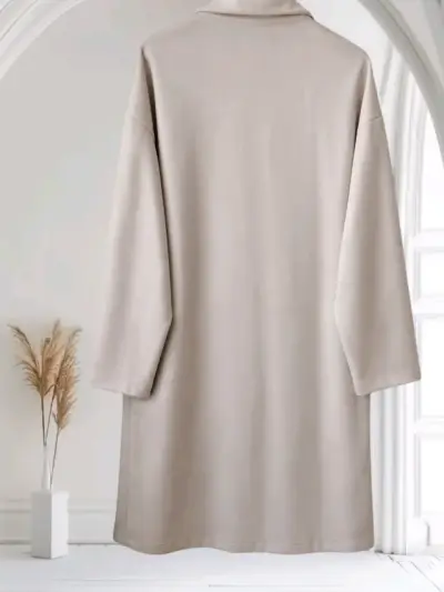Abrigo largo beige con botones negros - miniatura 2