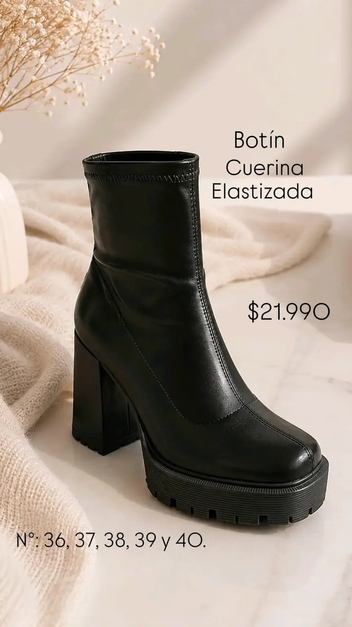 Botines de cuerina elastizada negros